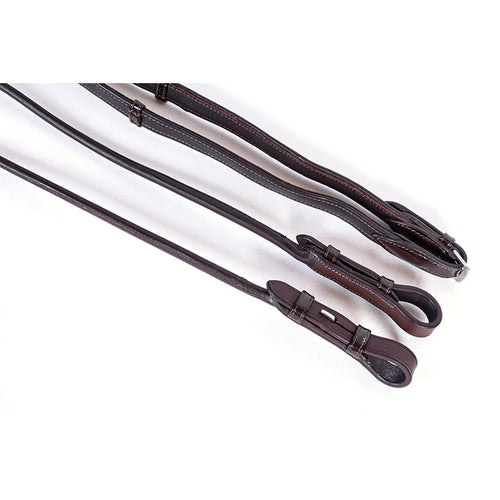 Absolute Equestrian Collective Badminton Flat & Curb Reins Set for Double Bridles