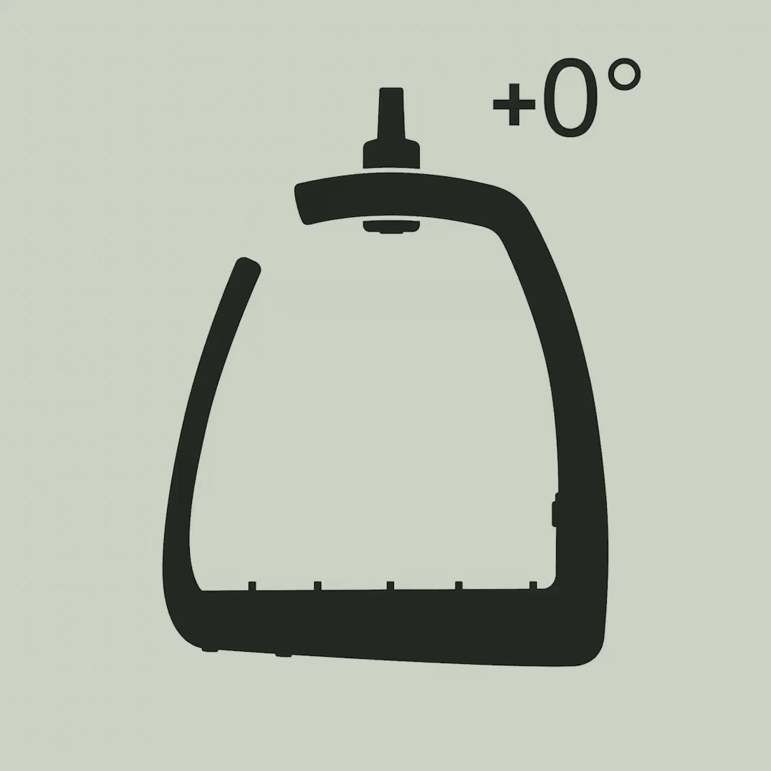 RYDE stirrup animation showing the footplate angle, rotation and lateral adjustments