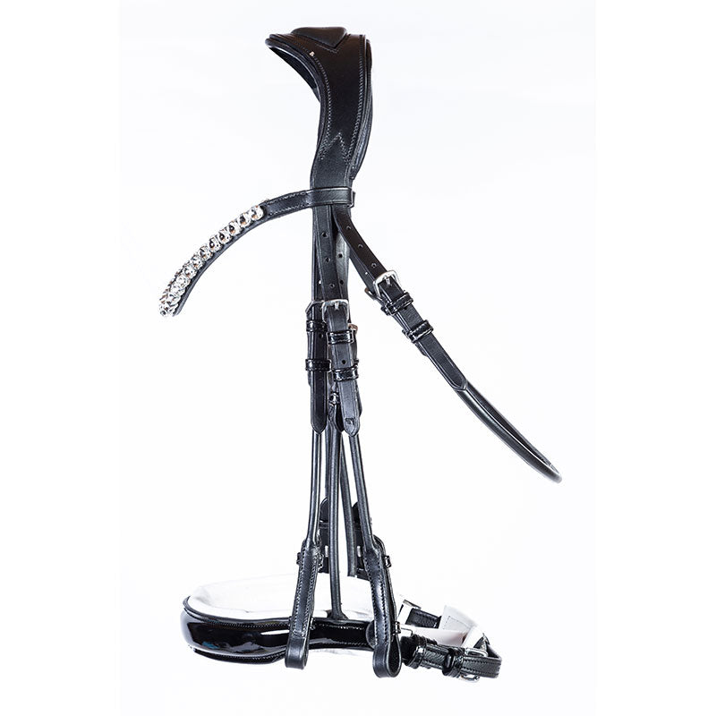 Luxe of London Oxford Anatomical Rolled Double Bridle – Black & White